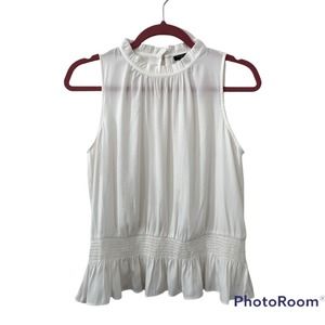 NWOT Ann Taylor Sheer Ruffle Neck Top